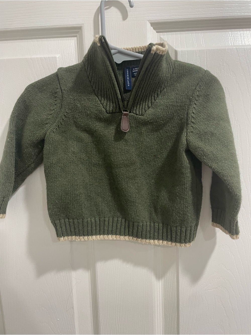 Janie and Jack quarter zip green sweater